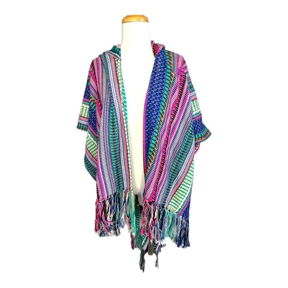ASOS Swim Festival Multicolor Striped Tribal Hooded Cape Multicolor - Picture 6 of 7